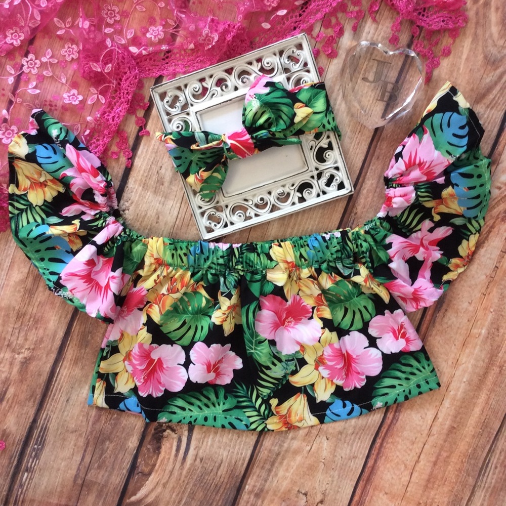 Boutique Girls Off-The-Shoulder Swing Top 2pc